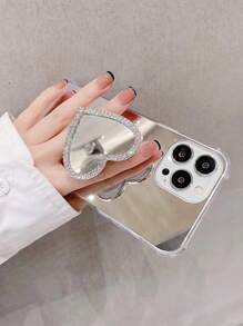 Ốp lưng điện thoại sang trọng có gương soi, tương thích với iPhone 11, 11 Pro, 12 Pro Max, 12, 13, 13 Pro, 14 Plus, 14 Pro Max, 15 Pro, 15 Plus, 15 Pro Max, 16, 16 Pro, 16 Plus, 16 Pro Max, 17, 17 Pro, 17 Air, 17 Pro Max - Bạc - Xem 3