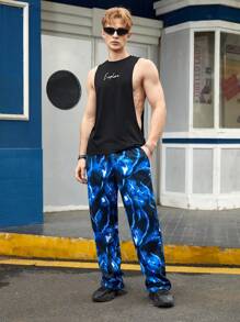 GENTILAND Men Letter Graphic Armhole Tank Top - Black - View 6