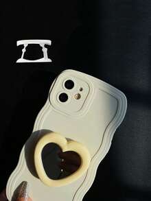 心形設計波浪形框架手機殼突出鏡面握把 - 米色 - 查看 5