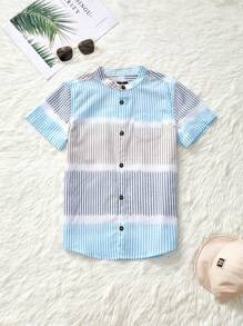 Áo sơ mi cài khuy có sọc xếp ly dành cho các chàng trai trẻ, mùa hè - Nhiều màu - Xem 1