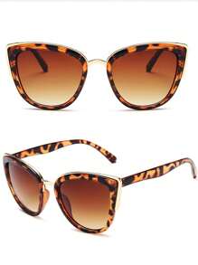 Boho Tortoiseshell Frame Cat Eye Fashion Glasses - Brown - View 3