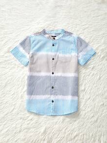 Áo sơ mi cài khuy có sọc xếp ly dành cho các chàng trai trẻ, mùa hè - Nhiều màu - Xem 4