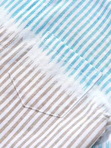 Áo sơ mi cài khuy có sọc xếp ly dành cho các chàng trai trẻ, mùa hè - Nhiều màu - Xem 5