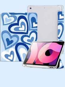 蓝色手机壳情人节心形图案 PU 防摔保护壳适用于 iPad 兼容 iPad 第 9 代/iPad 第 10 代 - 彩色 - 查看 3
