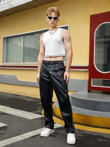 FeverCity Men Top-stitching Crop Tank Top - White - View 6