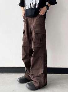 Manfinity EMRG Men Flap Pocket Side Cargo Pants - Coffee Brown - View 5