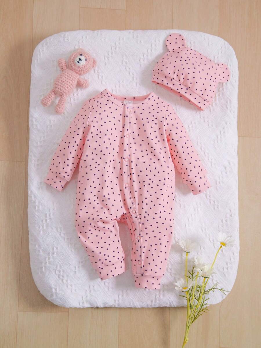 SHEIN đồ ngủ trẻ em Nút Chấm bi - Màu Hồng baby - Xem 1