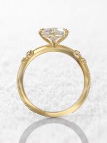 1 Chiếc Nhẫn Trang Trí Đính Đá Cubic Zirconia Quyến Rũ Dành Cho Nữ Cho Món Quà Ngày Lễ Tình Nhân - Vàng - Xem 3