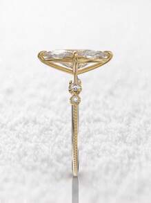 1 Chiếc Nhẫn Trang Trí Đính Đá Cubic Zirconia Quyến Rũ Dành Cho Nữ Cho Món Quà Ngày Lễ Tình Nhân - Vàng - Xem 4