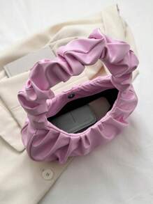 Túi xách nữ thời trang mới, túi mây xếp ly nhỏ, túi đeo vai màu trơn, túi sát nách, túi xách nữ đa năng, túi xách nữ màu trơn - Hồng - Xem 8