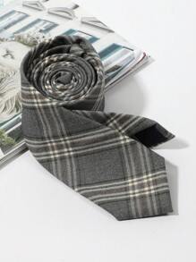 男士格紋經典領帶，復古風格，適用於日常工作 - 灰色 - 查看 5