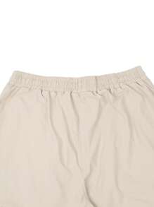 Manfinity LEGND Nam Túi có nắp Eo dây rút Quần Cargo - Màu be - Xem 4