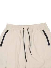 Manfinity LEGND Nam Túi có nắp Eo dây rút Quần Cargo - Màu be - Xem 5