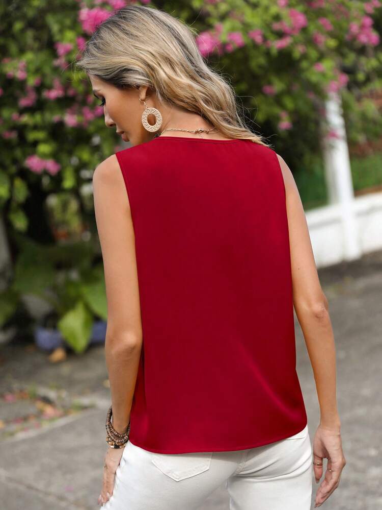 Solid Sleeveless Blouse, Casual For Summer