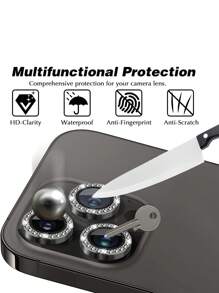 3入組相機鏡頭保護膜，適用於iPhone 11/12/13/14/15 Pro Max和3D金屬環保護鏡頭薄膜，適用於iPhone 11/12/13/14 Plus-黑色 - 黑色 - 查看 4