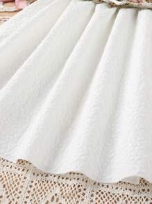 SHEIN 女孩泡泡袖繫腰帶連衣裙 - 白色 - 查看 5