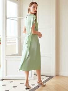 MOTF PREMIUM BELTED DRAPED DRESS - Mint Green - View 3