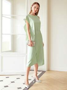 MOTF PREMIUM BELTED DRAPED DRESS - Mint Green - View 6