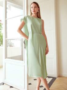 MOTF PREMIUM BELTED DRAPED DRESS - Mint Green - View 7