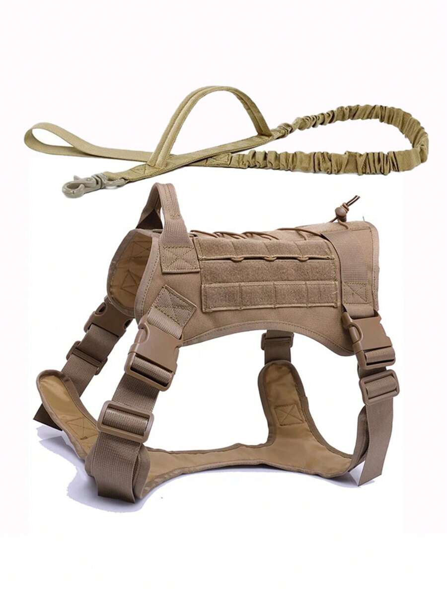 1入組可調節寵物背帶和1入組寵物牽引繩適用於狗狗和貓適用於四季 - 棕色 - 查看 1