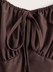 ROMWE Goth Renaissance Solid Ruched Bust Ruffle Hem Cami Dress
