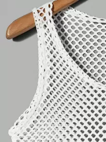 FeverCity Men Solid Fishnet Tank Top