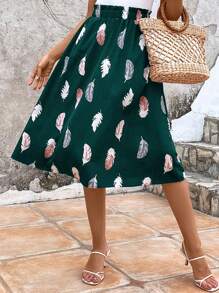 SHEIN Clasi Váy nữ Quần paper-bag Bộ lạc Giải trí - Màu xanh lá cây đậm - Xem 1