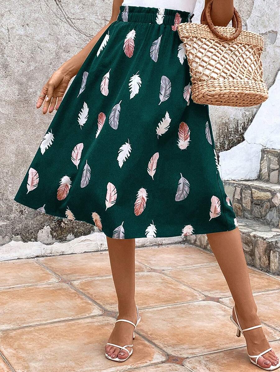 SHEIN Clasi Váy nữ Quần paper-bag Bộ lạc Giải trí - Màu xanh lá cây đậm - Xem 1