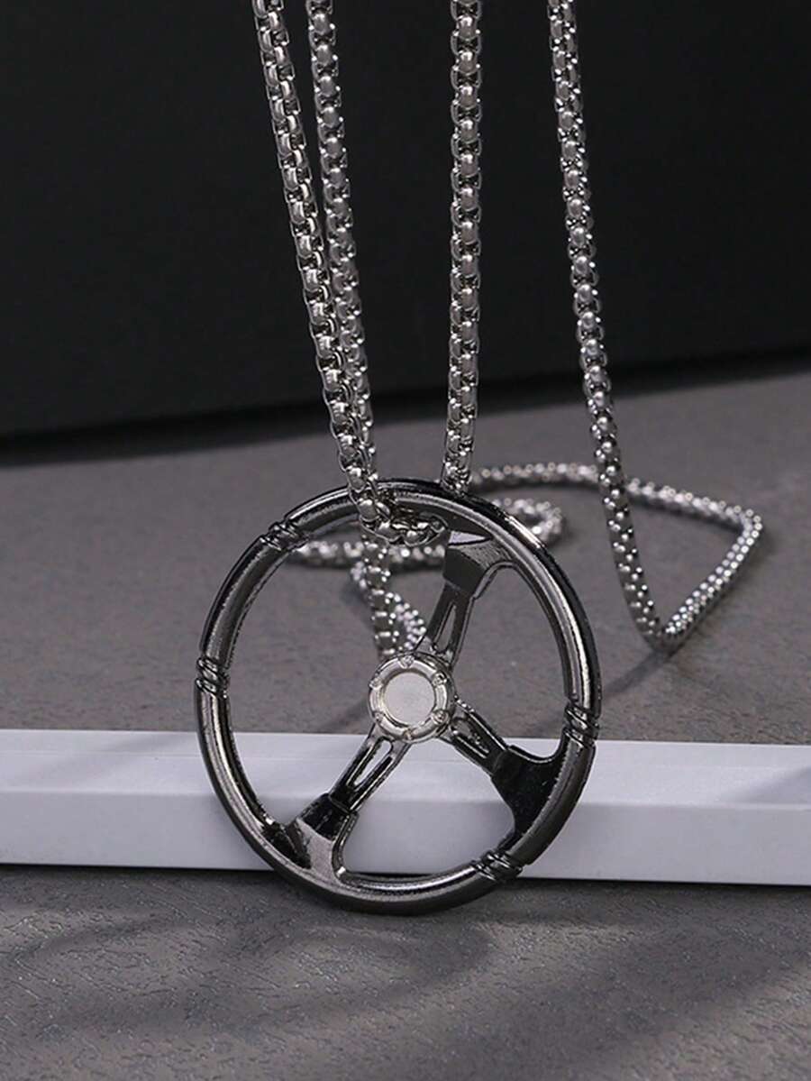 Vòng cổ mặt tròn nam - Xám - Xem 1