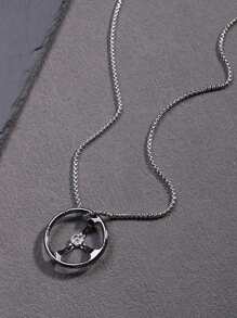 Vòng cổ mặt tròn nam - Xám - Xem 3