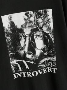 Charley Pangus Figure & Letter Graphic Drop Shoulder Oversize Tee - Black - View 2