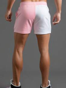 Manfinity Fever City Loose Fit Men's Two Tone Drawstring Waist Shorts Athletic Workout Drawstring Color Block Sweat Shorts, For Husband, Boyfriend Gifts - Multicolor - View 2