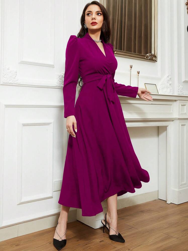 avaele belted long sleeve wrap dress Ciebon Avaele Floral Wrap Dress - Amber Multi - 40% Off