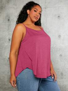 SHEIN CURVE+ Plus Solid Cami Top - Hot Pink - View 3