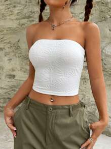 SHEIN EZwear Spring White Solid Crop Tube Y2k Top - White - View 5