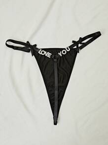 Women Sexy Lingerie Busur Huruf - Hitam - View 3