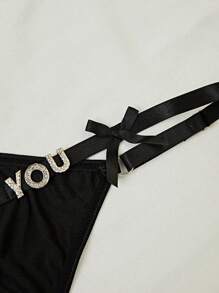 Women Sexy Lingerie Busur Huruf - Hitam - View 4