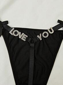 Women Sexy Lingerie Busur Huruf - Hitam - View 5