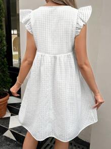 SHEIN Maternidad Vestido smock unicolor ribete con fruncido - Blanco - Ver 2