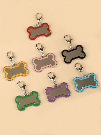 1入組骨設計隨機色寵物身份牌適用於狗狗和貓適用於防丟