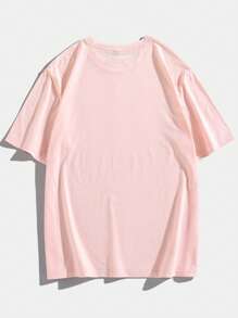 ROMWE MEN Street Life Guys Cotton Figure & Slogan Graphic Tee - Pink - View 2