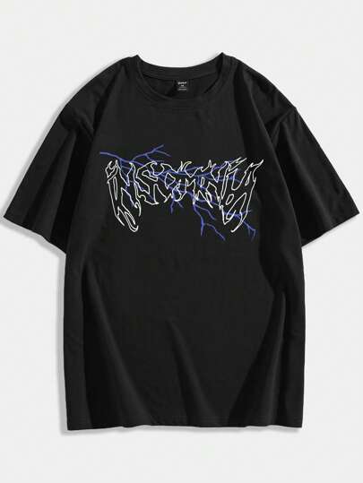Goth Men Letter Graphic Tee, School