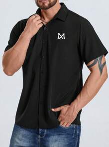 Manfinity Men Plus Graphic Print Shirt - Black - View 5