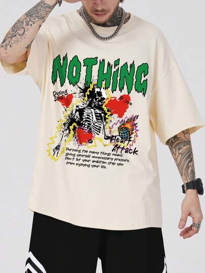 Homme T-shirt slogan & Motif Tête De Mort