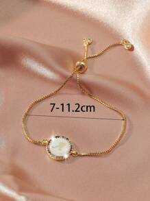 1pc Bohemian Copper Beaded Adjustable Bracelet With & 26 Letters & Shell Pendant, Perfect For Party And Festival Gift, Couple Jewelry - Multicolor - View 7