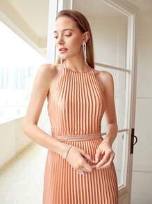 MOTF PREMIUM Váy hai dây xếp li bồng bềnh - Màu Cam san hô - Xem 3