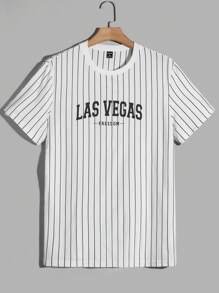 Manfinity RebelGame Áo thun & Áo lót Nam Lá thư Sọc Giải trí - trắng - Xem 1