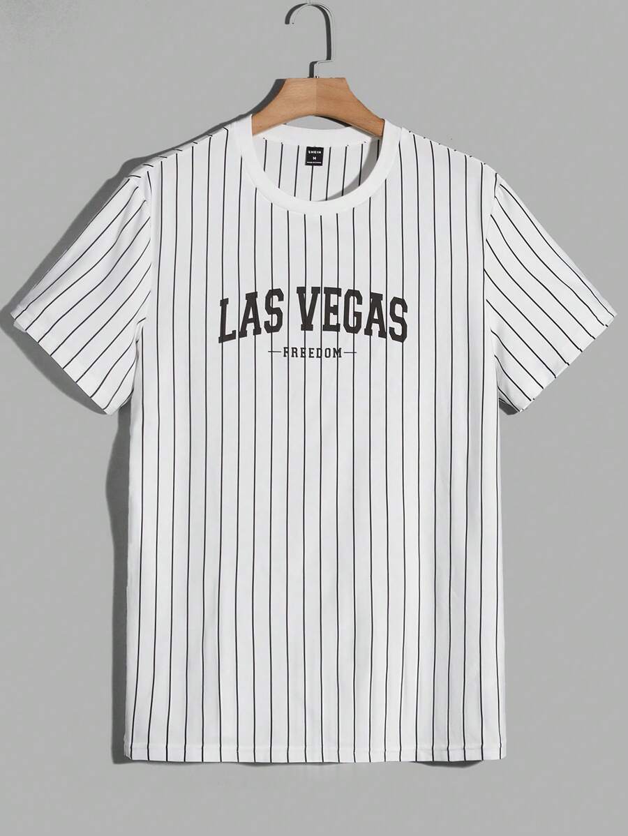 Manfinity RebelGame Áo thun & Áo lót Nam Lá thư Sọc Giải trí - trắng - Xem 1