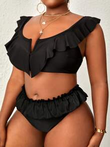 SHEIN Swim Curve Top bikini ribete con fruncido