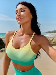 SHEIN Yoga Futuristic Ombre Print Wide Waistband Sports Set - Multicolor - View 6